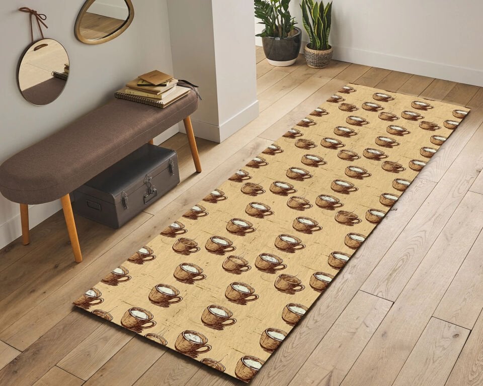 Vintage Coffee Mug Kitchen Runner Rug – Cozy Non-Slip Floor Mat
