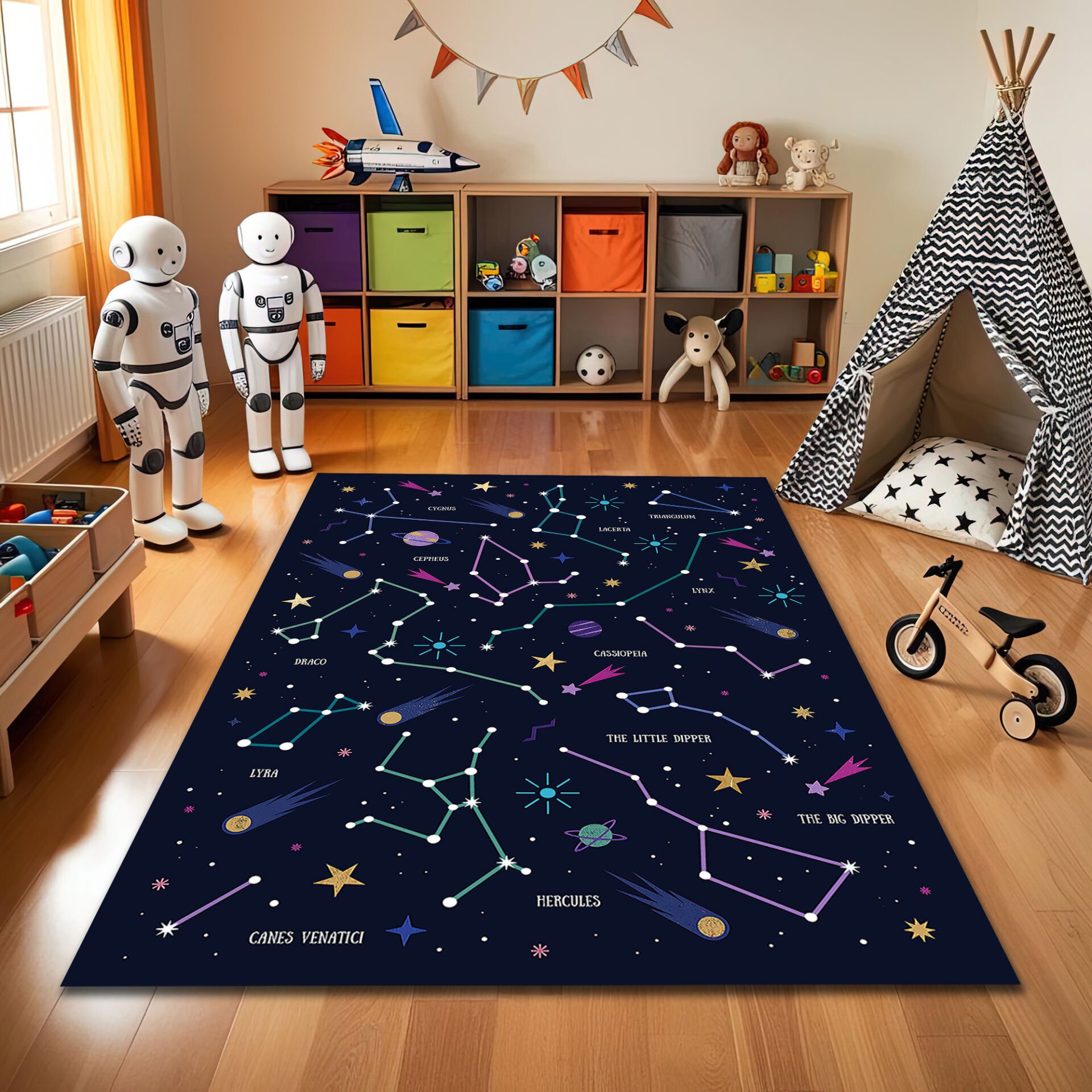 Constellation Kids Rug – Educational Space Carpet for Kids Room