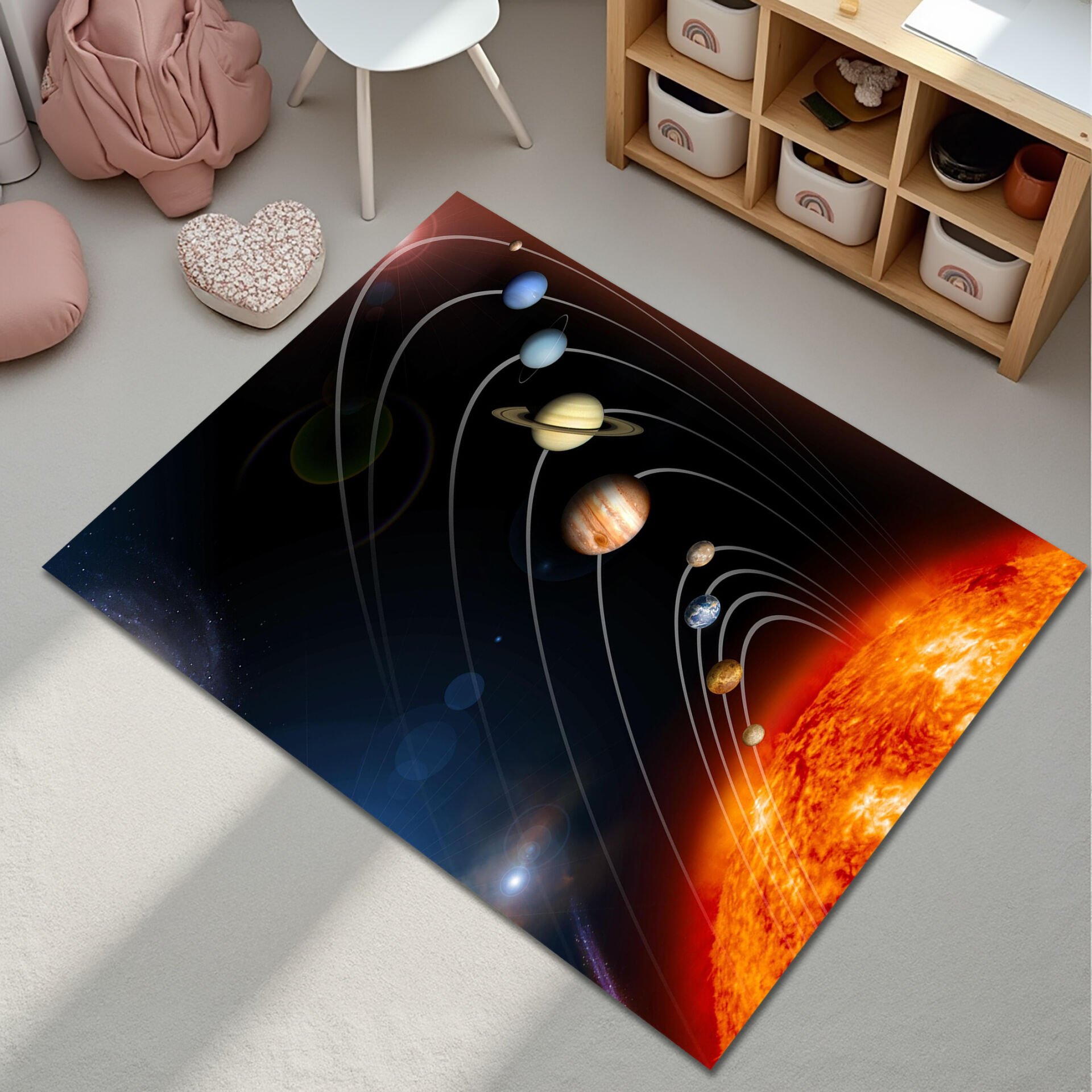 Solar System Planets Rug – Educational Space Floor Mat for Kids