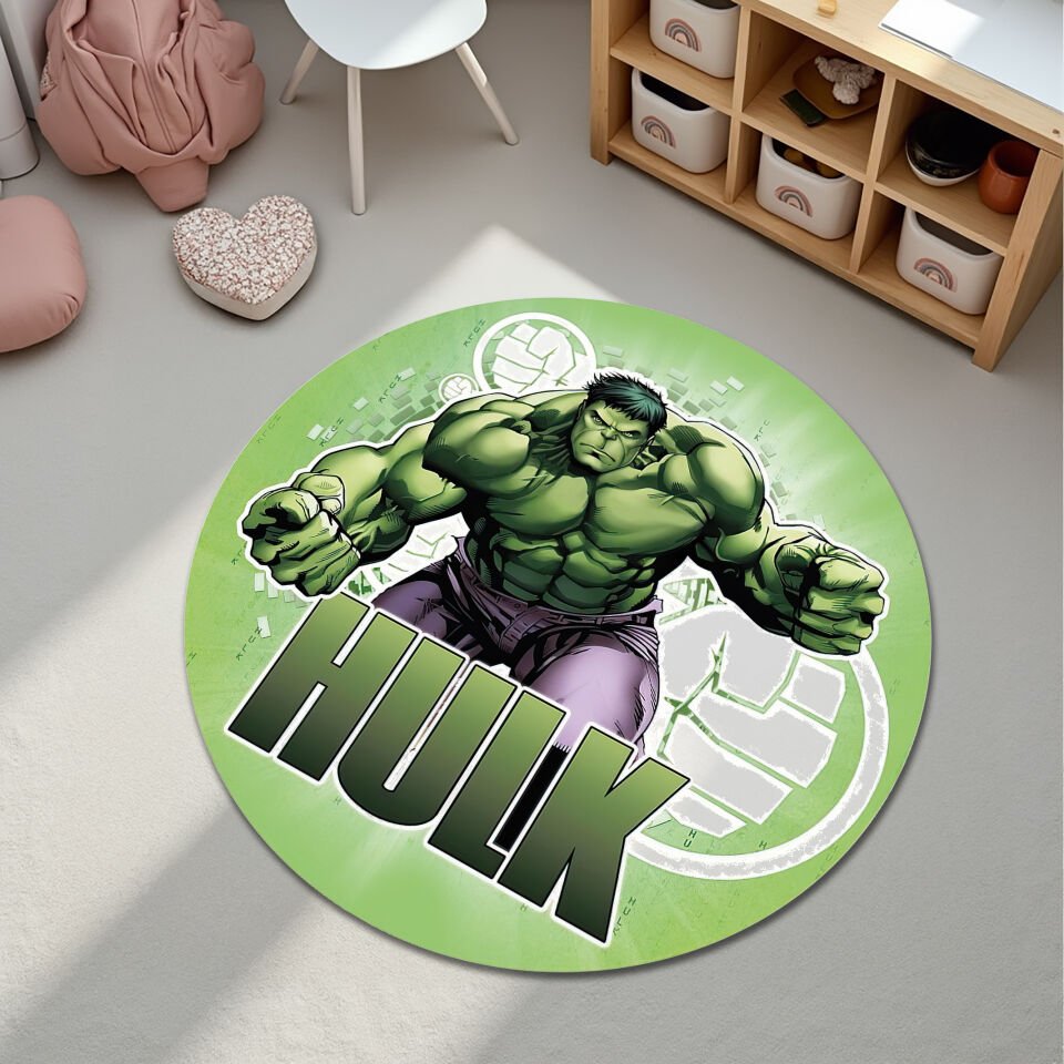 HULK Superhero Round Rug for Kids Room – Soft & Durable Marvel Carpet for Boys’ Bedroom or Playroom