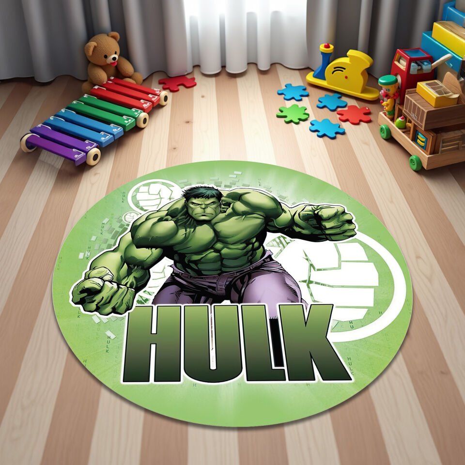HULK Superhero Round Rug for Kids Room – Soft & Durable Marvel Carpet for Boys’ Bedroom or Playroom