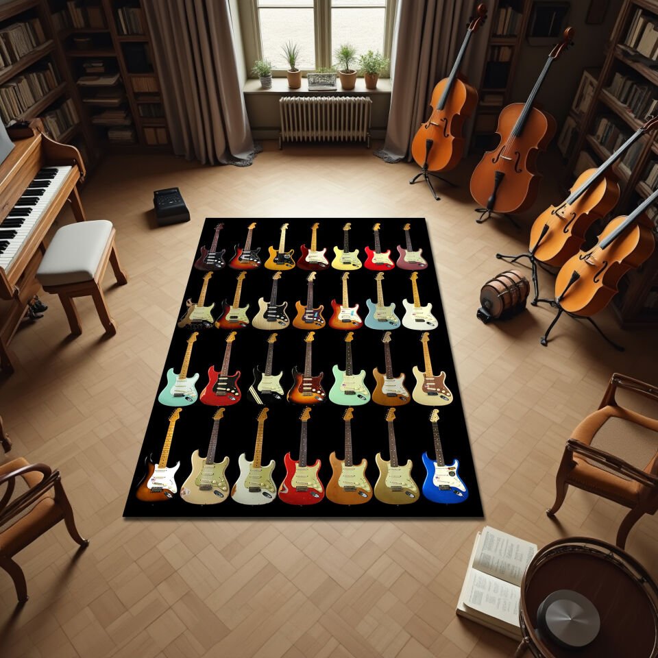 Electric Guitar Collection Rug – Multicolor Music-Inspired Area Carpet