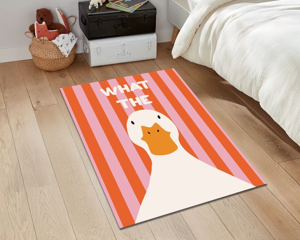 Funny Duck Rug – Cute Minimalist Animal Carpet for Dorm and Playful Home Decor