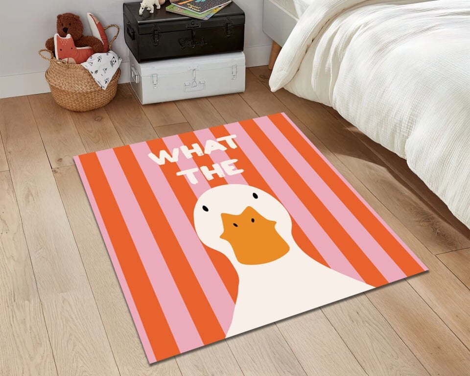 Funny Duck Rug – Cute Minimalist Animal Carpet for Dorm and Playful Home Decor