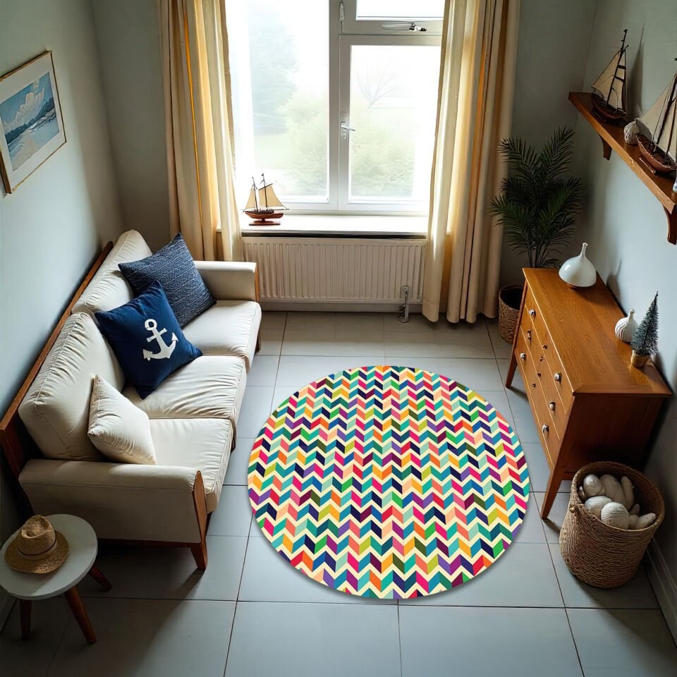 Vibrant Chevron Pattern Rug – Colorful Modern Floor Accent