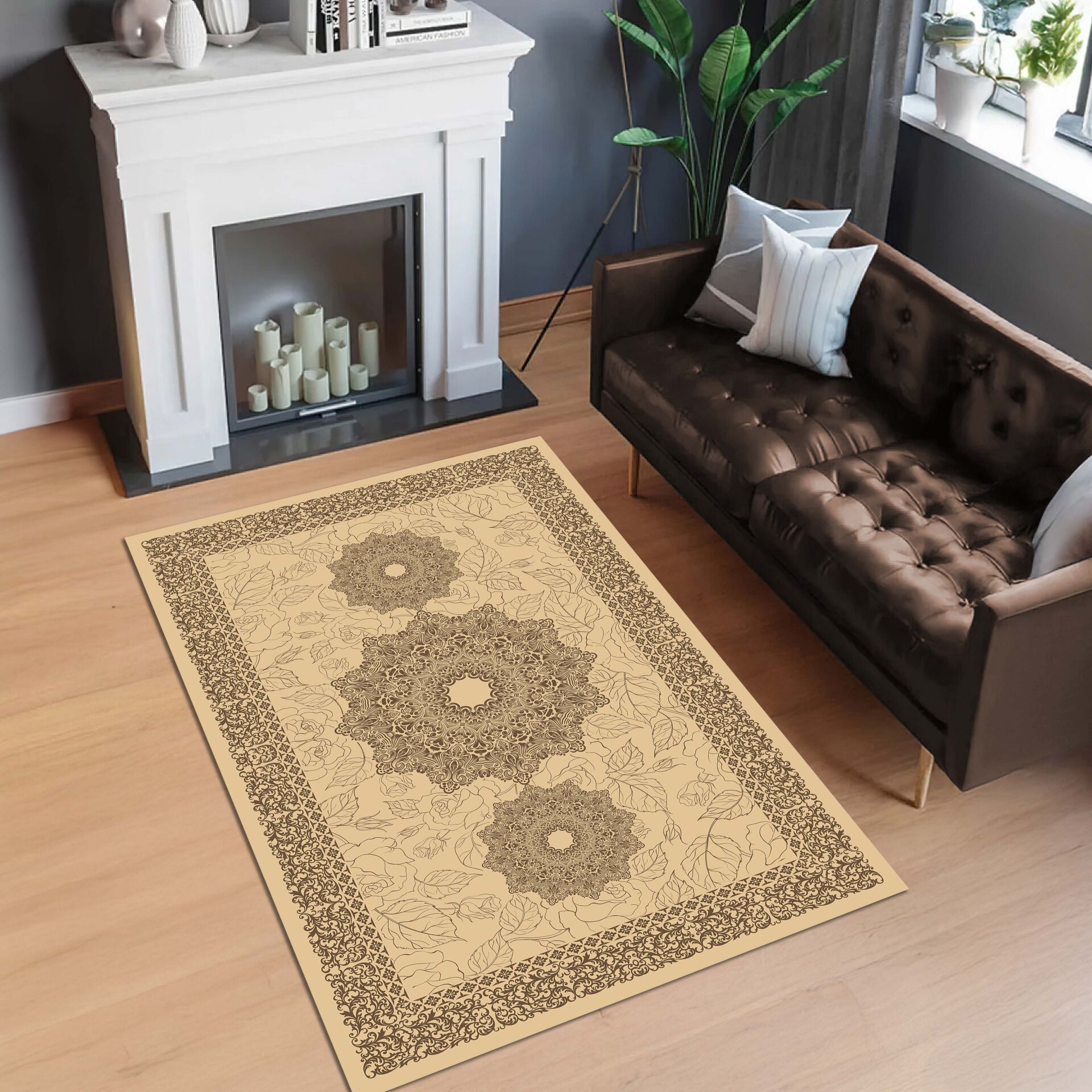 Classic Medallion Rug Elegant Oriental Floral Pattern Decorative Carpet