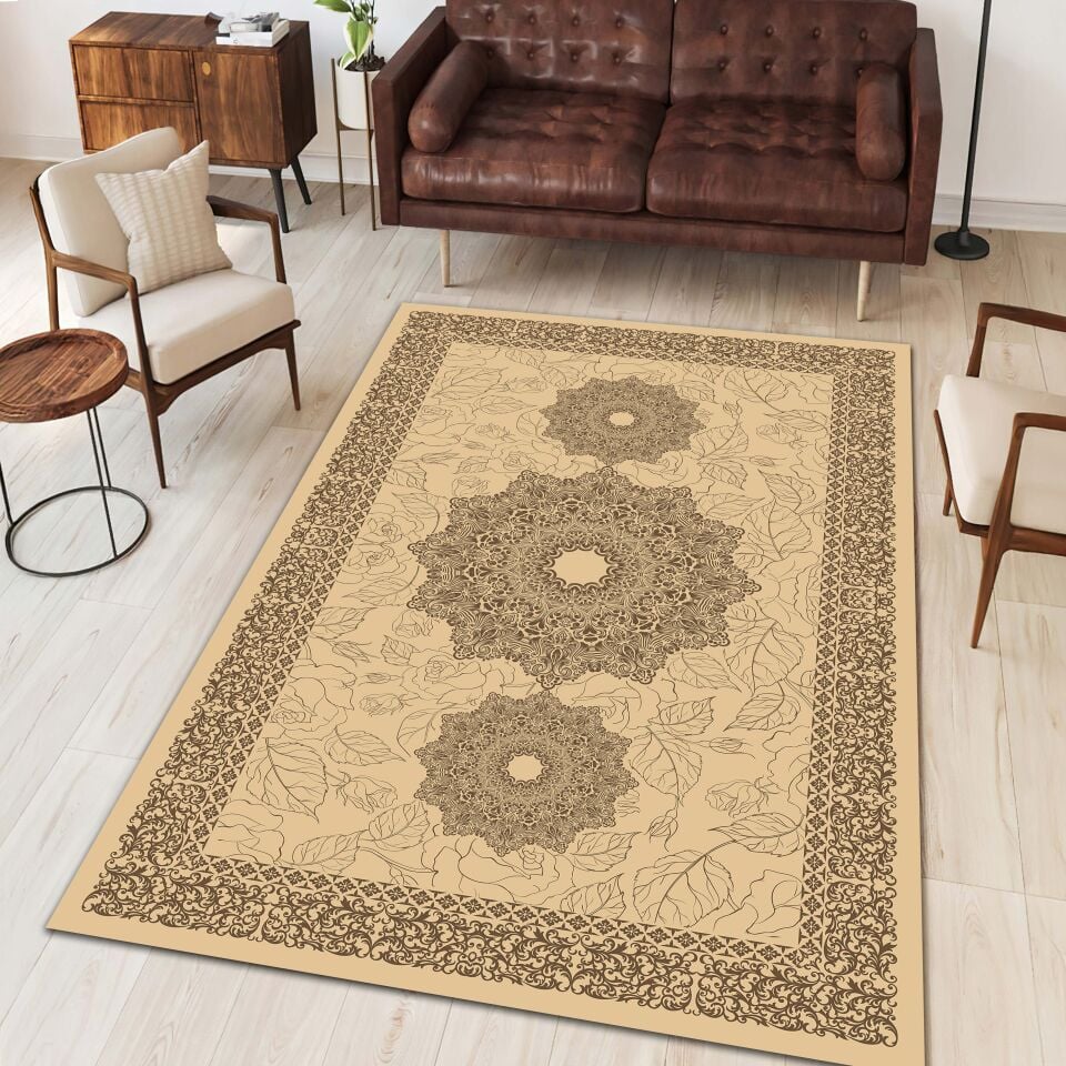 Classic Medallion Rug Elegant Oriental Floral Pattern Decorative Carpet