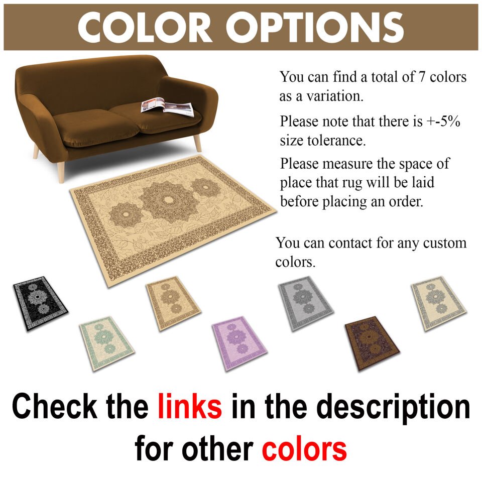 Classic Medallion Rug Elegant Oriental Floral Pattern Decorative Carpet