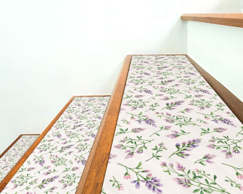 Lavender Floral Stair Treads – Soft Botanical Step Mats