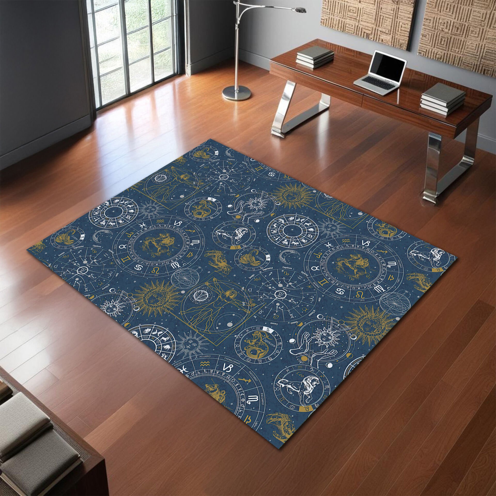 Celestial Zodiac Rug – Astrology Chart Floor Mat
