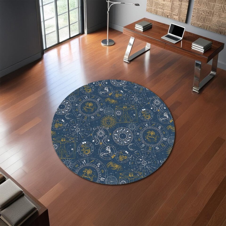 Celestial Zodiac Rug – Astrology Chart Floor Mat
