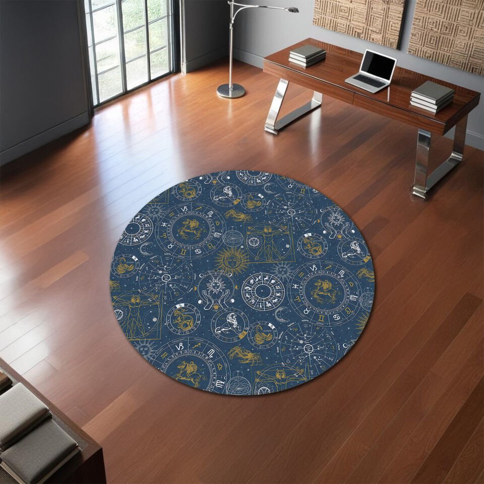 Celestial Zodiac Rug – Astrology Chart Floor Mat