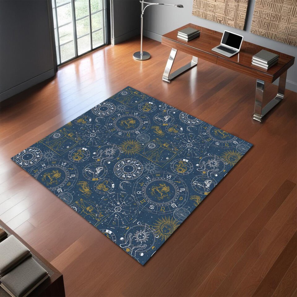 Celestial Zodiac Rug – Astrology Chart Floor Mat