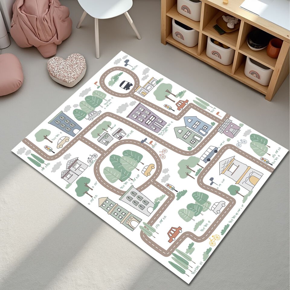 Kids Town Map Rug – Playroom Interactive Carpet