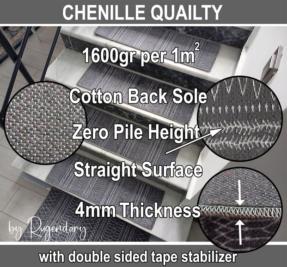 Modern Striped Stair Treads – Non-Slip Carpet Mats in Gray and Mustard Tones
