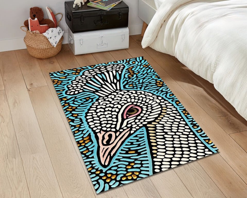 Boho Peacock Rug Artistic Bird Design Carpet Colorful Luxury Floor Decor for Living Room and Bedroom
