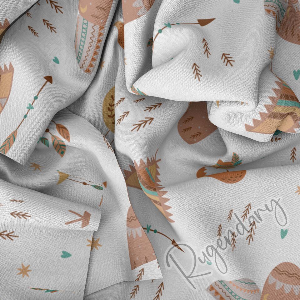 Velvet Kids Curtain with Woodland Teepee & Animal Design – Thick and Soft