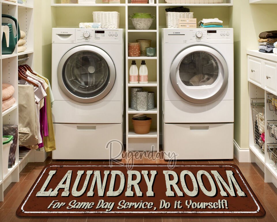 Rustic Laundry Room Rug – Funny DIY Same Day Service Mat