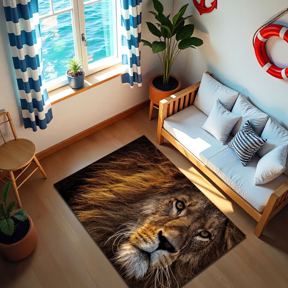 Majestic Lion Rug – Realistic Wild Animal Design Carpet