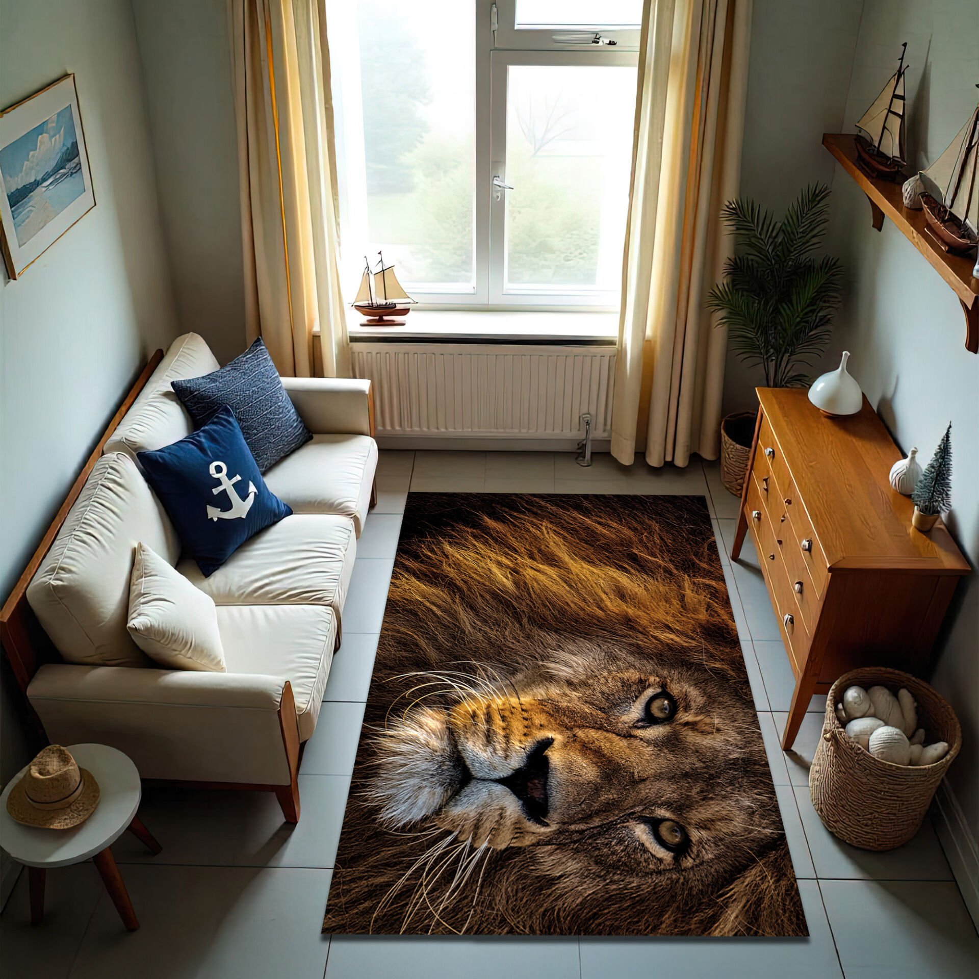 Majestic Lion Rug – Realistic Wild Animal Design Carpet