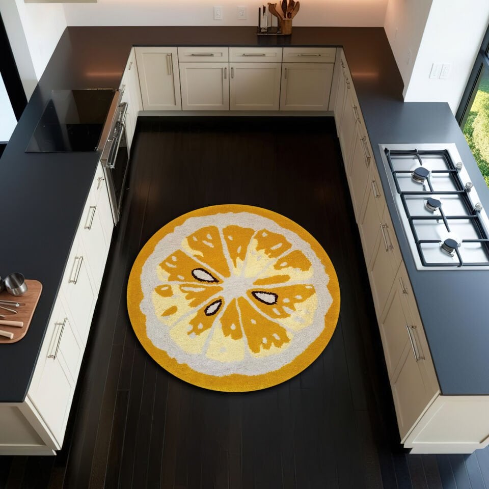 Lemon Slice Round Rug – Fresh Citrus Carpet for Kids & Cozy Spaces | Rugendary