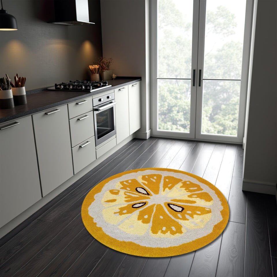 Lemon Slice Round Rug – Fresh Citrus Carpet for Kids & Cozy Spaces | Rugendary