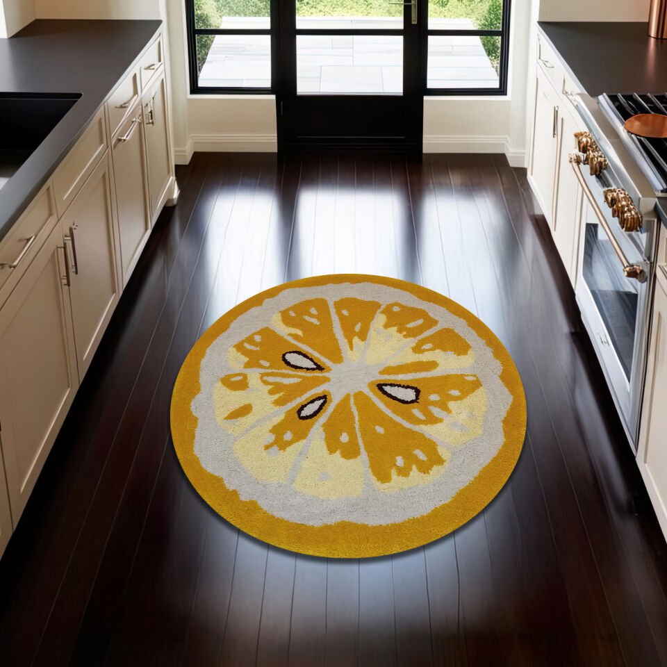 Lemon Slice Round Rug – Fresh Citrus Carpet for Kids & Cozy Spaces | Rugendary