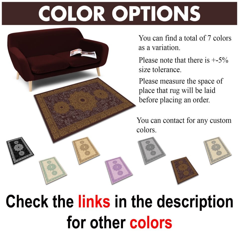 Brown Medallion Rug Elegant Oriental Pattern Decorative Carpet