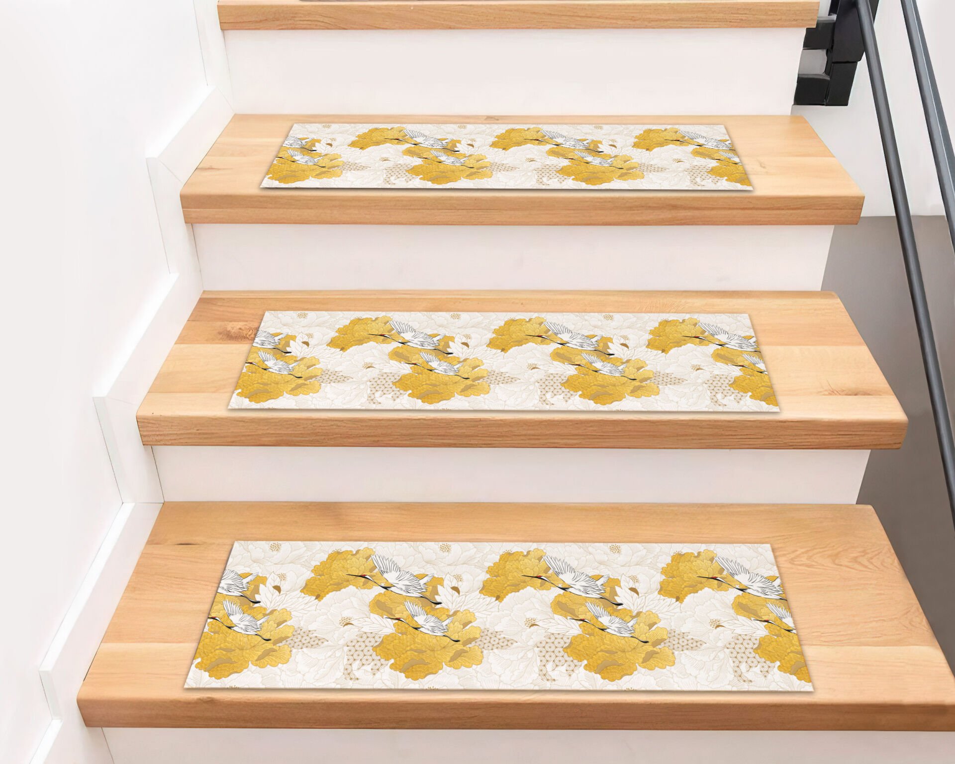 Golden Ginkgo Stair Treads – Elegant Nature-Inspired Step Mats
