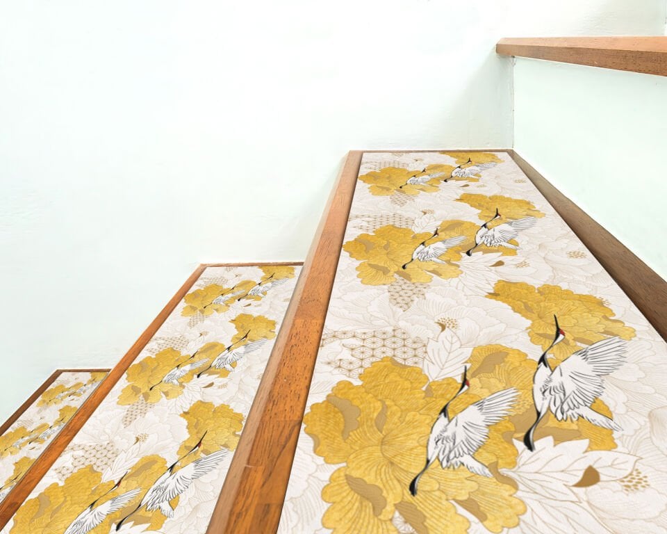 Golden Ginkgo Stair Treads – Elegant Nature-Inspired Step Mats