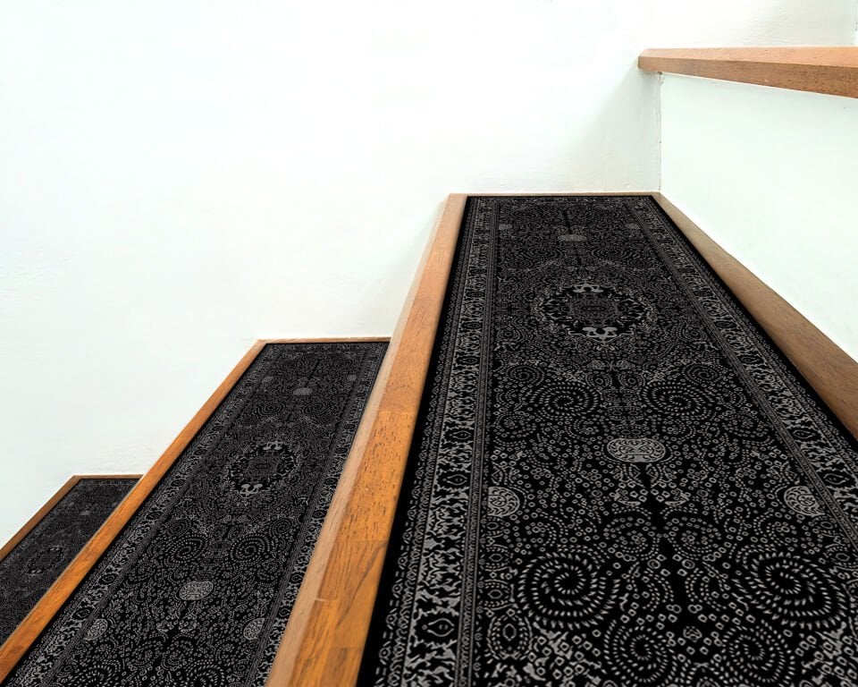 Classic Black Pattern Stair Treads – Elegant Step Mats