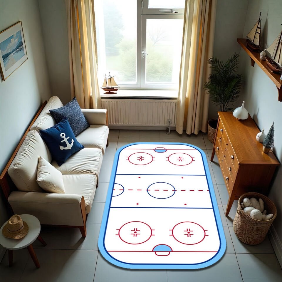 Mini Hockey Rink Rug – Ice Rink Design Area Carpet
