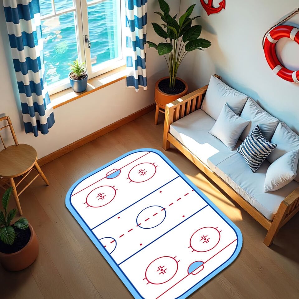 Mini Hockey Rink Rug – Ice Rink Design Area Carpet