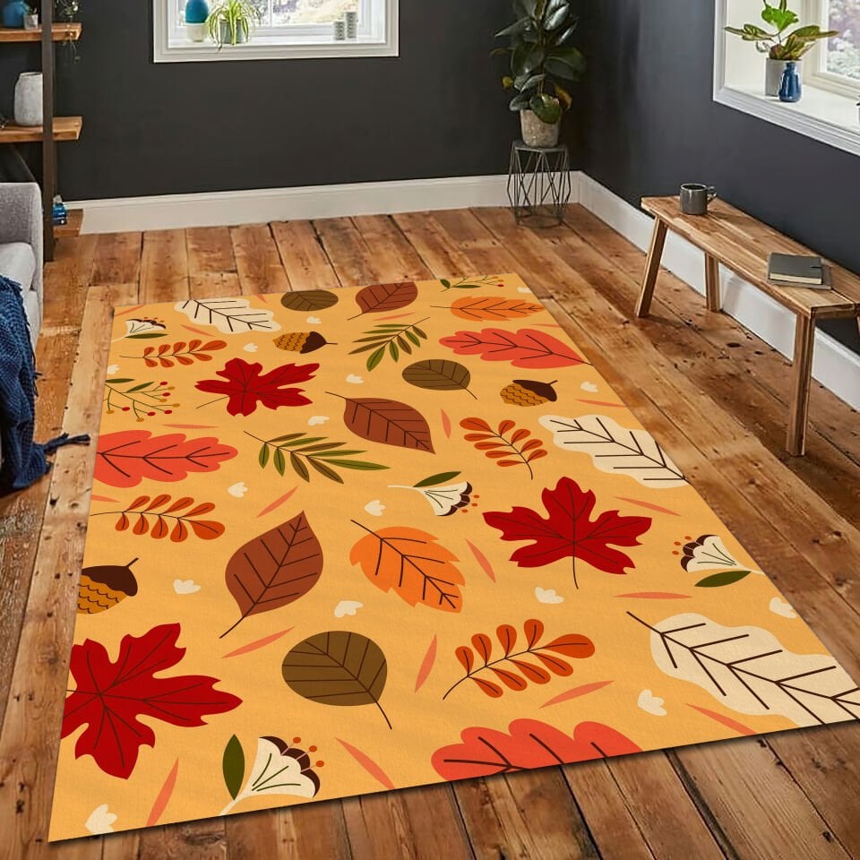Autumn Leaves Rug Fall Foliage Carpet Cozy Seasonal Home Decor