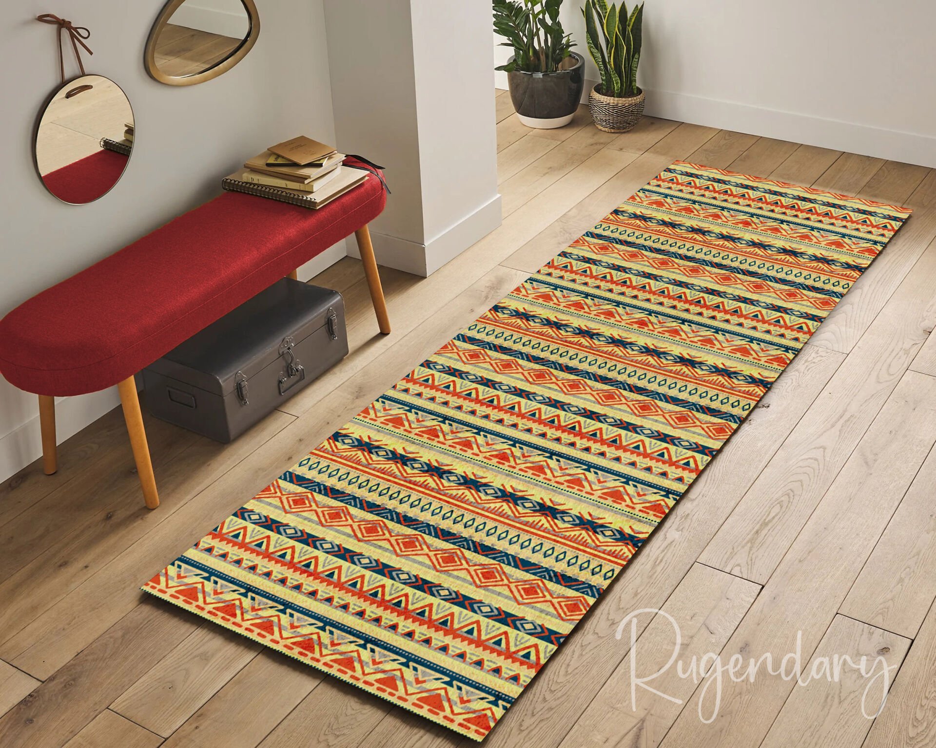Multicolor Tribal Pattern Runner Rug – Vibrant Bohemian Long Carpet