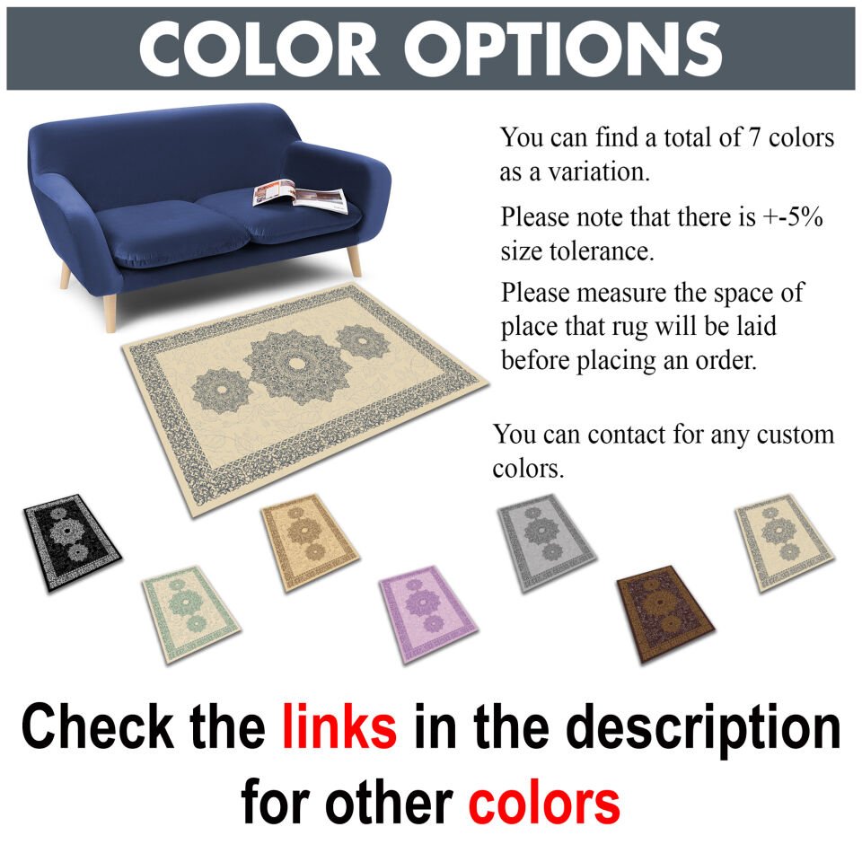 Beige Medallion Rug Elegant Oriental Pattern Decorative Carpet