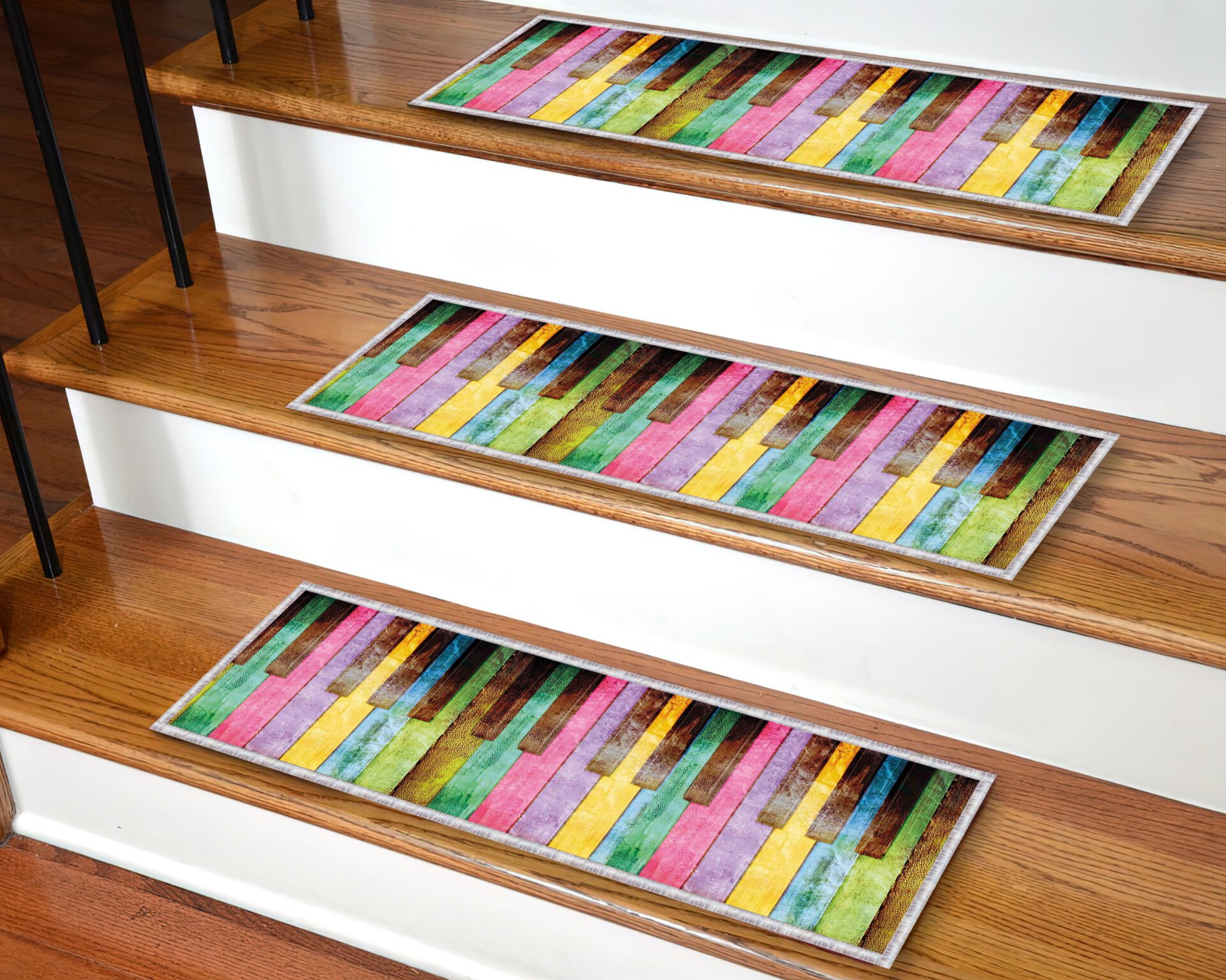 Colorful Piano Keys Stair Treads – Non-Slip Musical Theme Carpet Mats