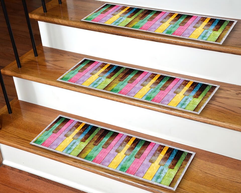 Colorful Piano Keys Stair Treads – Non-Slip Musical Theme Carpet Mats