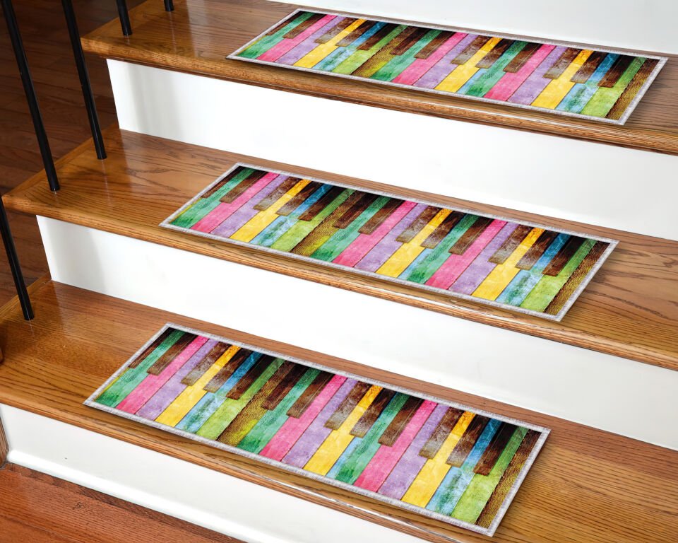 Colorful Piano Keys Stair Treads – Non-Slip Musical Theme Carpet Mats