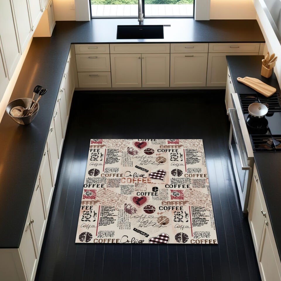 Vintage Coffee Themed Kitchen Rug – Stylish & Cozy Design for Coffee Lovers