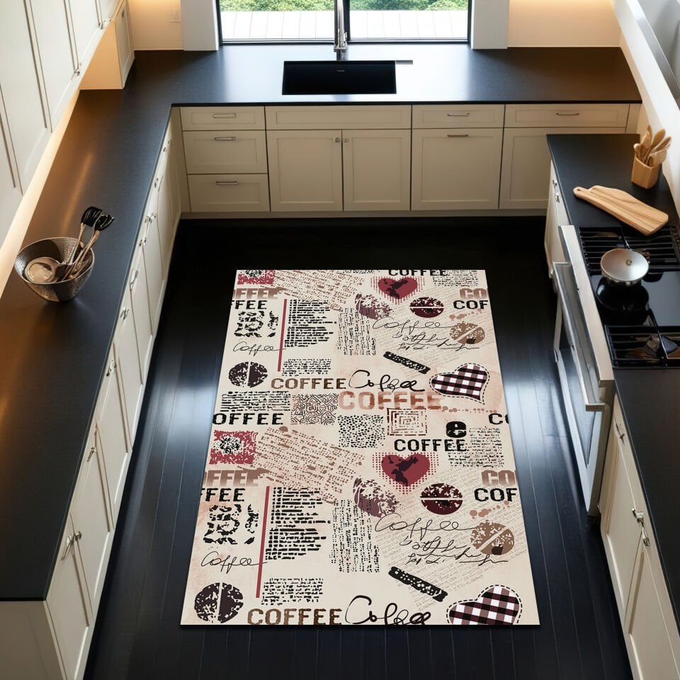 Vintage Coffee Themed Kitchen Rug – Stylish & Cozy Design for Coffee Lovers