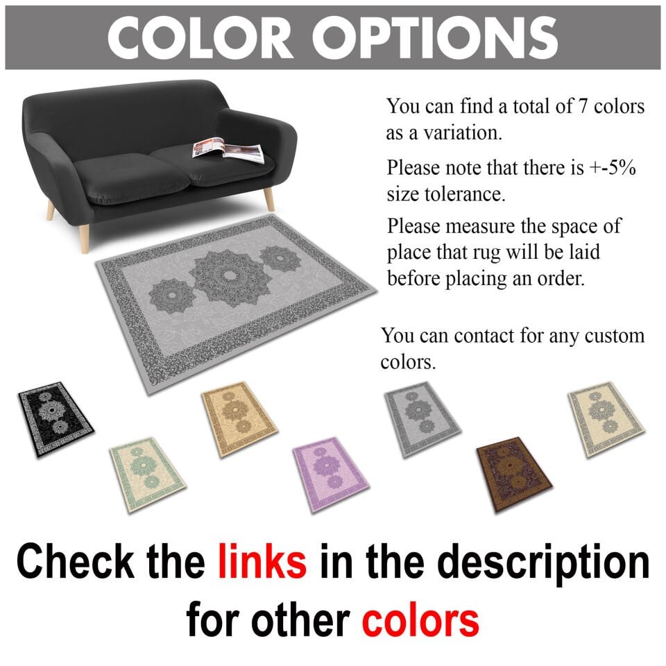 Gray Medallion Rug Elegant Oriental Pattern Decorative Carpet