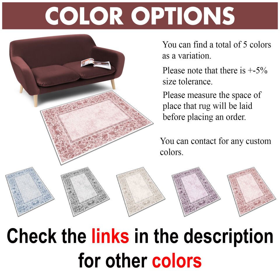 Red Paisley Border Square Rug – Classic Pattern Carpet for Living Room