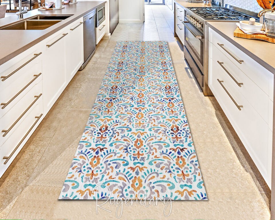 Colorful Mediterranean-Inspired Runner Rug with Vibrant Pattern – Brighten Your Space