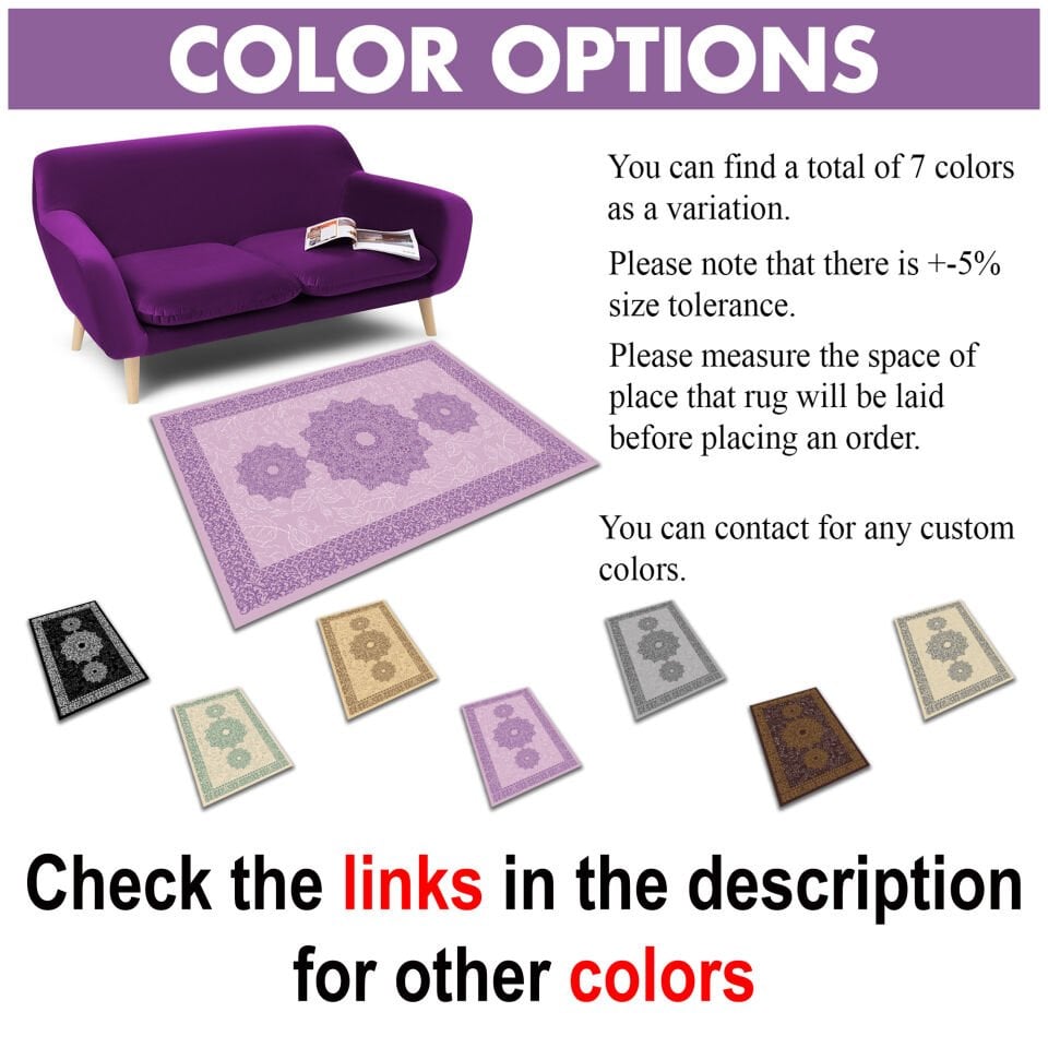 Purple Medallion Rug Elegant Oriental Pattern Decorative Carpet