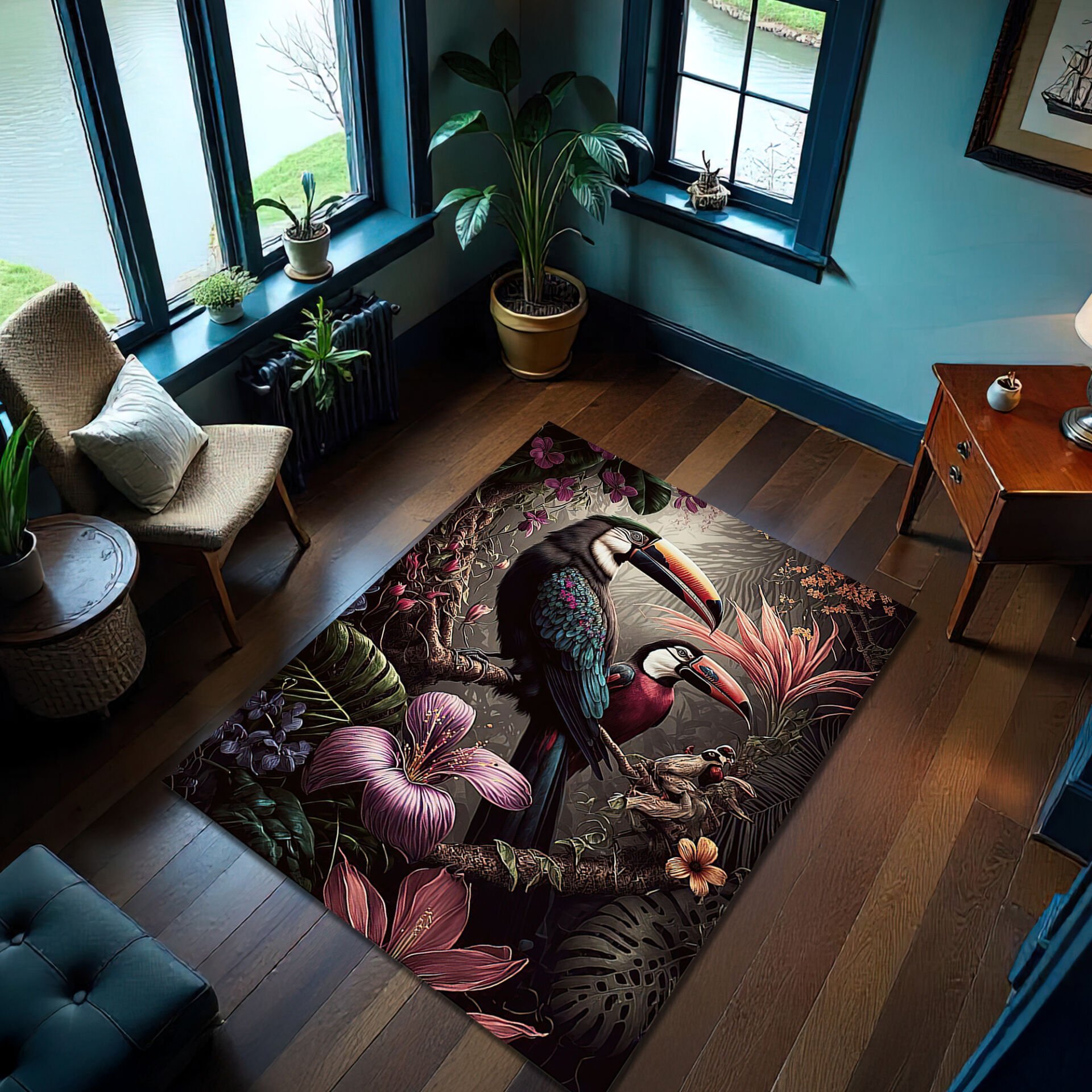 Tropical Toucan Area Rug – Exotic Jungle Design