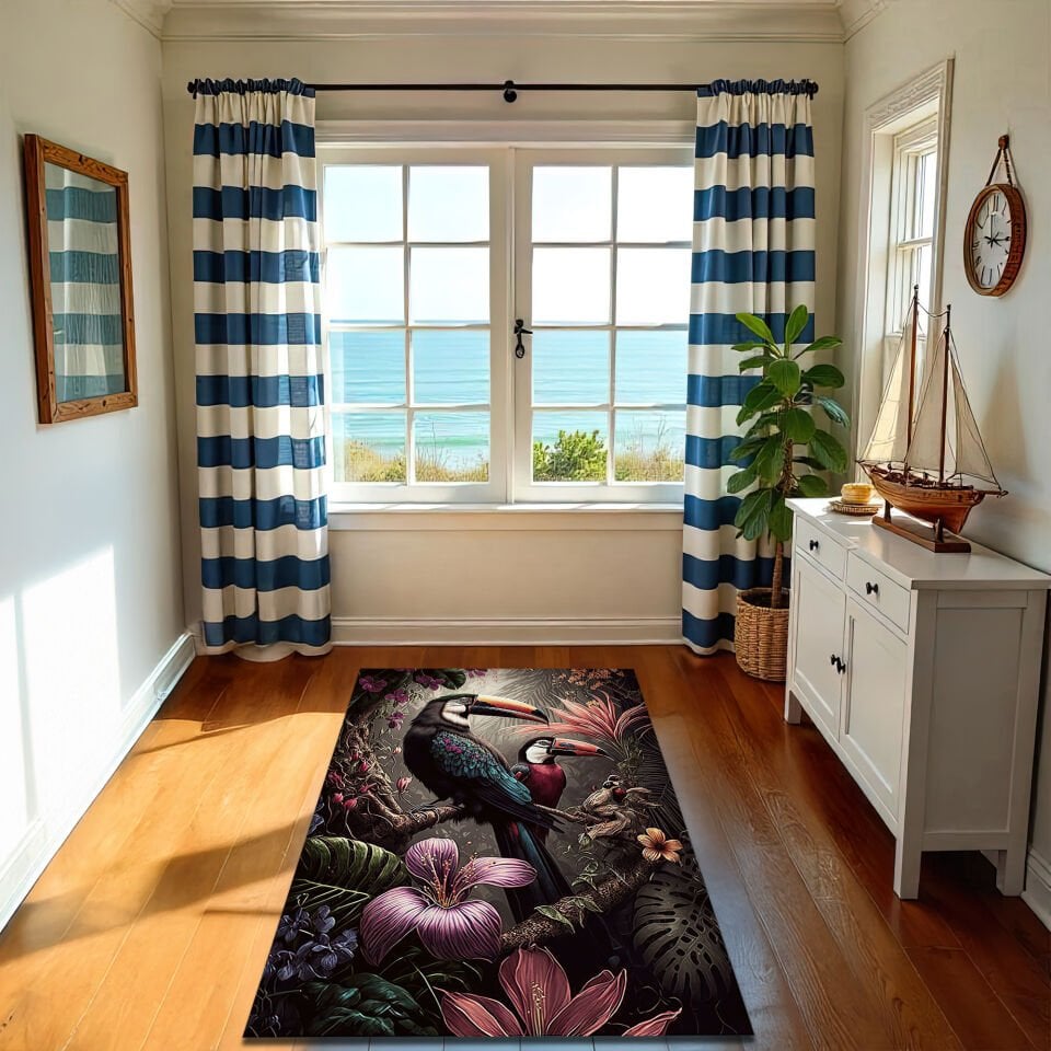 Tropical Toucan Area Rug – Exotic Jungle Design