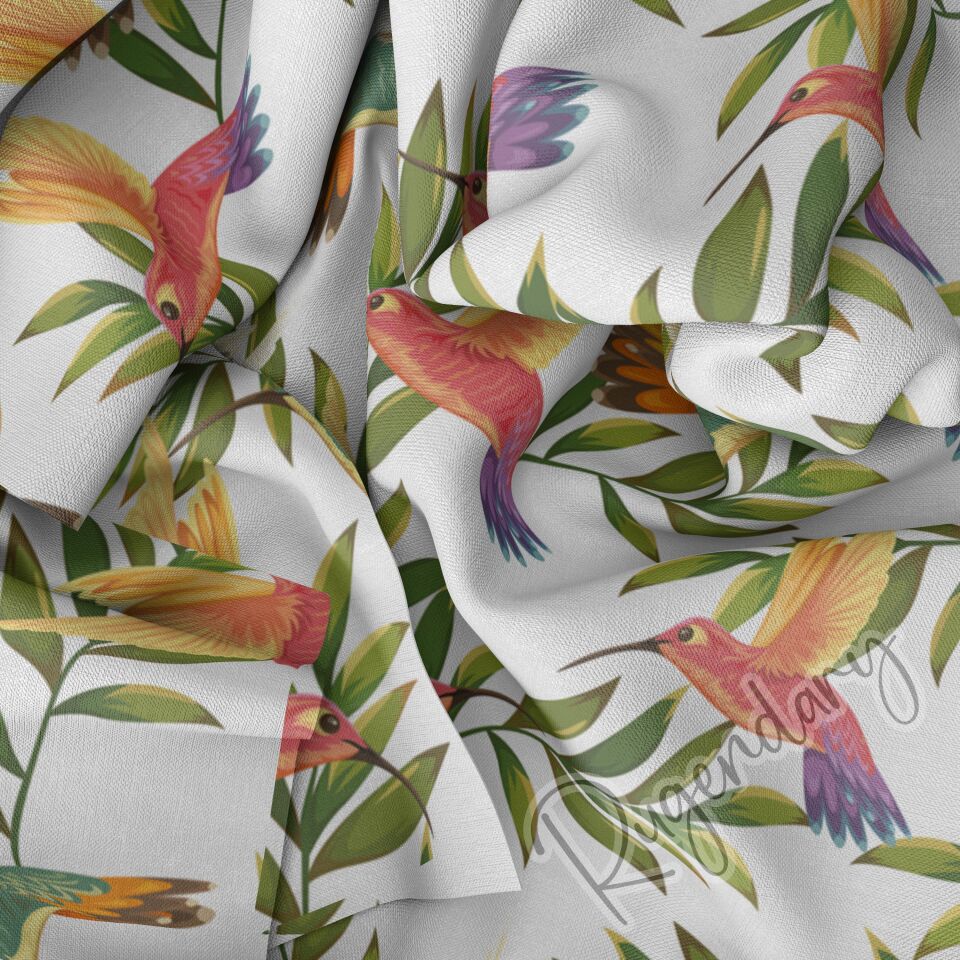 Velvet Thick Curtain with Colorful Bird and Leaf Print – Luxury Soft Window Drapes