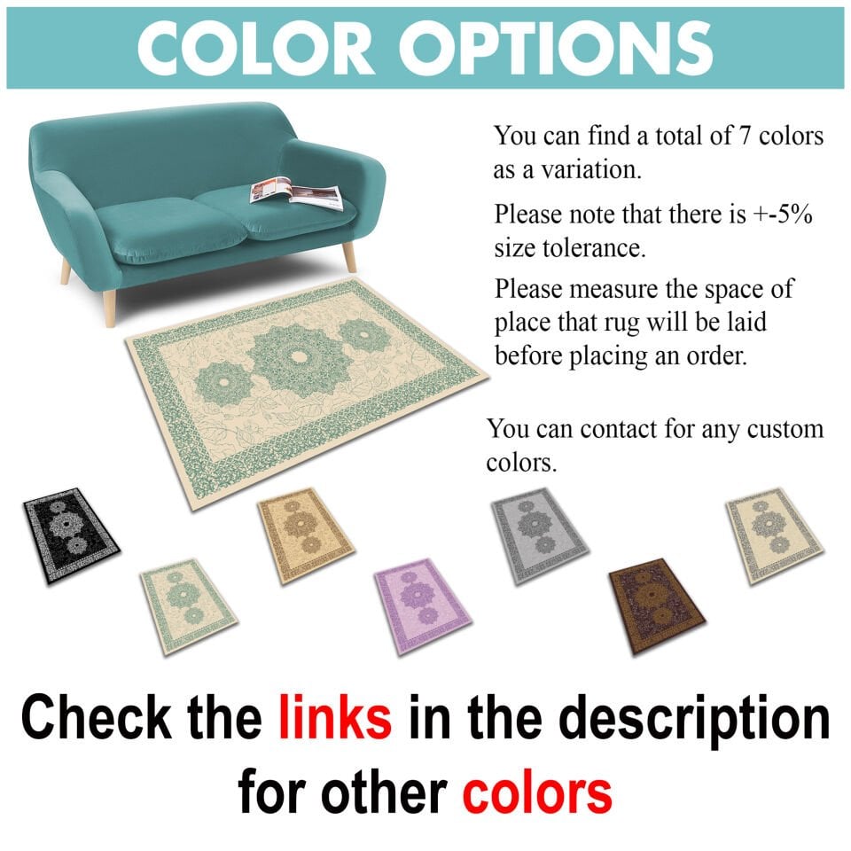 Green Medallion Rug Elegant Oriental Pattern Decorative Carpet