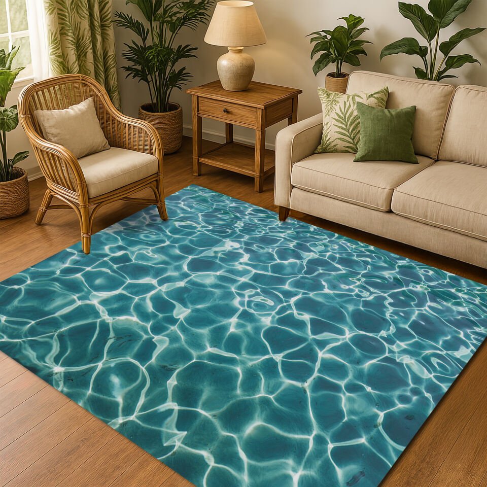 Tranquil Water Reflection Rug – Ocean-Inspired Living Room Carpet